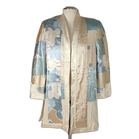 🔥HP🔥Jeanne Marc Saks Fifth 80s Multi-Colored Patch Duster/Kimono/Jacket - Picture 1 of 12